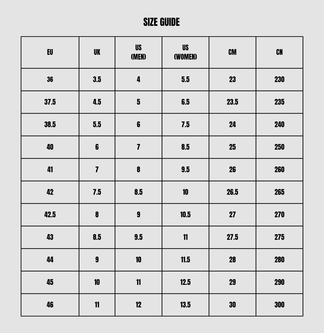 luxiaojun_singapore_malaysia_cross_training_shoes_x_load_size_guide