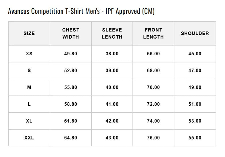 Avancus_Singapore_Competition_T-Shirt_Men_s_-_IPF_Approved_Size_Guide_Product
