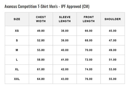 Avancus_Singapore_Competition_T-Shirt_Men_s_-_IPF_Approved_Size_Guide_Product